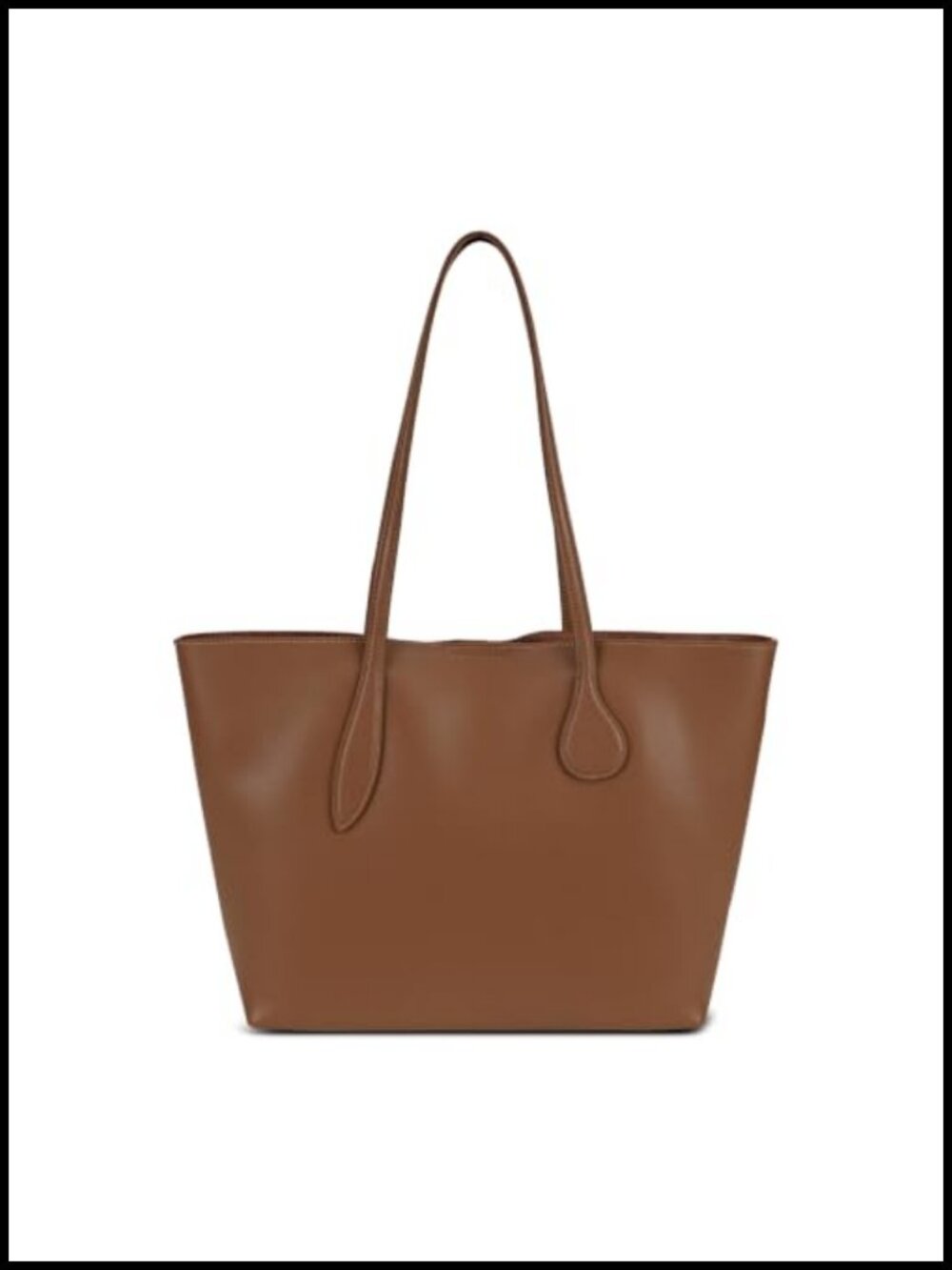 Genuine Leather Tote Bag with Detachable Zipper Pouch